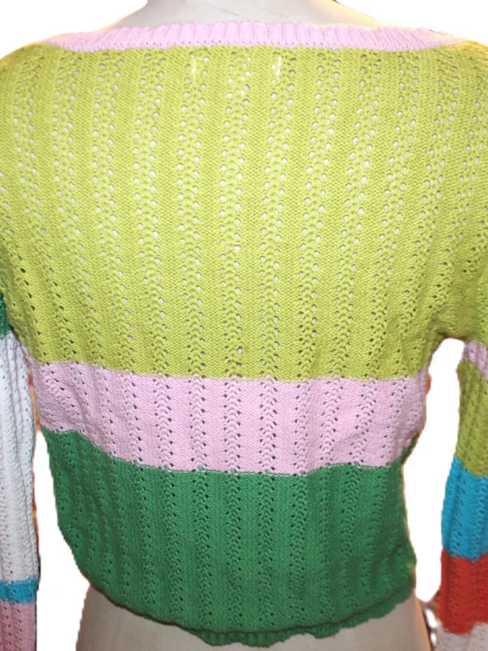 LA Hearts PacSun Crochet Knit Crop Sweater Top Striped Colorblock Y2K M